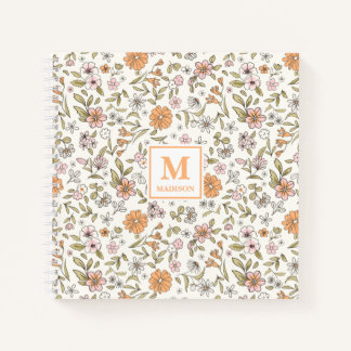 Wildflower-Monogramm-Notizbuch-Journal Notizbuch