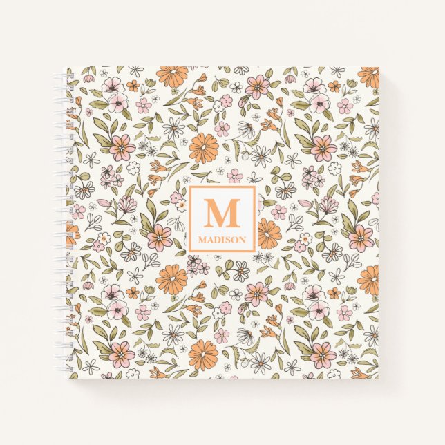 Wildflower-Monogramm-Notizbuch-Journal Notizbuch (Vorderseite)