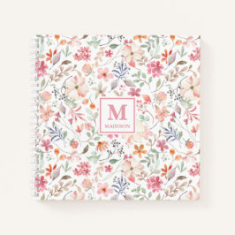 Wildflower-Monogramm-Notizbuch-Journal Notizbuch