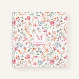 Wildflower-Monogramm-Notizbuch-Journal Notizbuch
