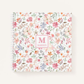 Wildflower-Monogramm-Notizbuch-Journal Notizbuch