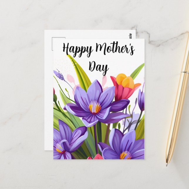  Wildflower Mother's Day  Postkarte (Vorderseite/Rückseite Beispiel)