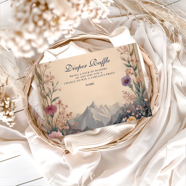 Wildflower Mountain Baby Shower Diapper Raffle  Begleitkarte (Von Creator hochgeladen)