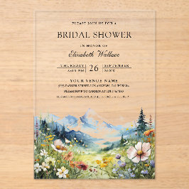 Wildflower Mountain Meadow Bridal Shower Acryleinladungen