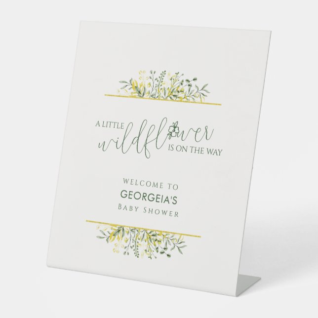 Wildflower on the Way Baby Shower Welcome Sockelschild (Vorderseite)