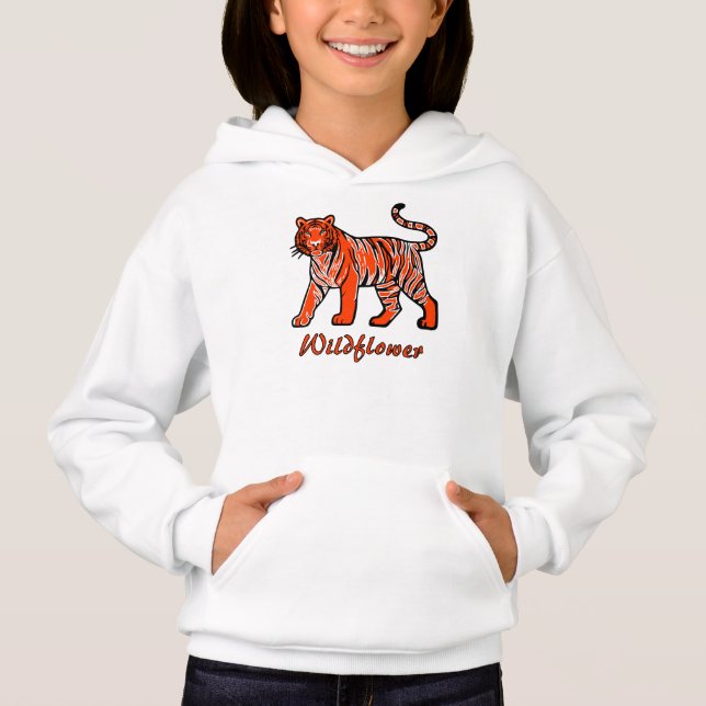 Wildflower Orange Tiger Kids Hoodie (Vorderseite)