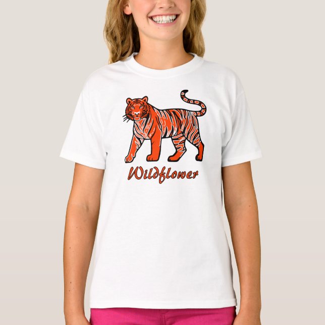 Wildflower Orange Tiger Kids T-Shirt (Vorderseite)