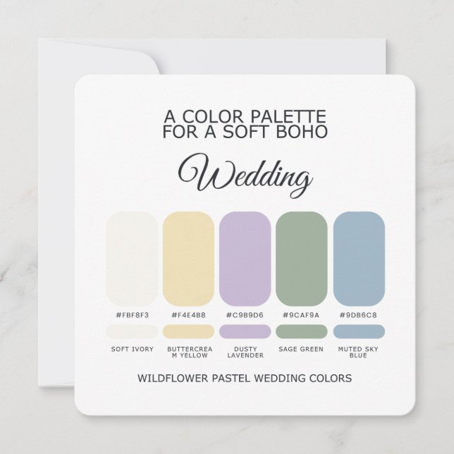 Wildflower Pastel Wedding Color Palette Card Einladung (Vorderseite)