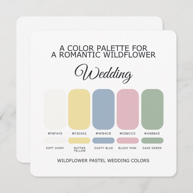 Wildflower Pastel Wedding Color Palette Card Einladung (Vorne/Hinten)