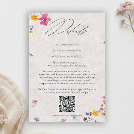 Wildflower Petal Elegant QR Code Wedding Details Begleitkarte