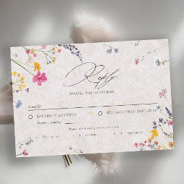 Wildflower Petal Watercolor Elegant Wedding Meal RSVP Karte