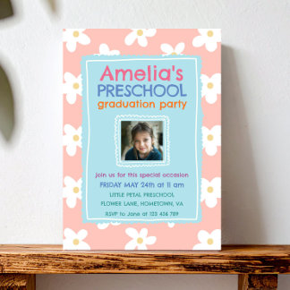 Wildflower Photo Preschool Graduation Party Einladung