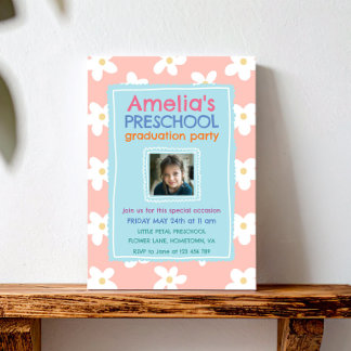 Wildflower Photo Preschool Graduation Party Einladung