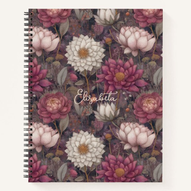 Wildflower Pink and White Garden Personalized  Notizbuch (Vorderseite)