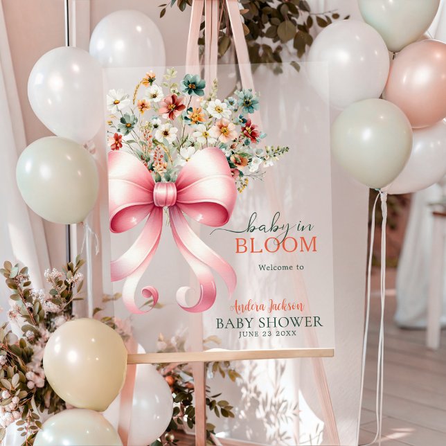 wildflower pink ribbon baby girl bloom welcome acrylschild (Von Creator hochgeladen)