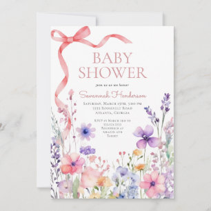 Wildflower Pink Ribbon Babyparty Einladung