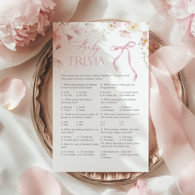 Wildflower Pink Whimsical Bow Baby Trivia (Von Creator hochgeladen)