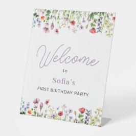 Wildflower Purple 1st Birthday Welcome Pedestal Sockelschild