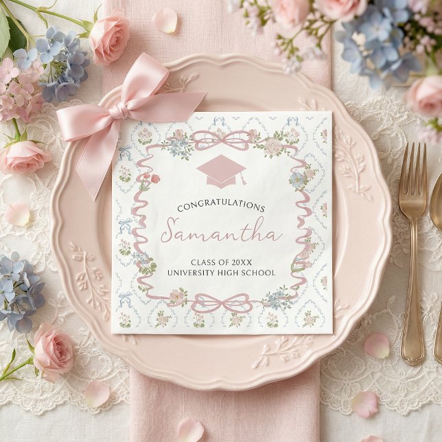 Wildflower Rosa Schleife Abschluss Serviette (Von Creator hochgeladen)