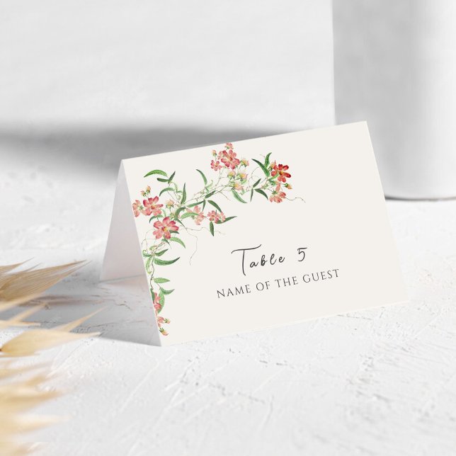 Wildflower Rose Spring Garland Wedding Place Card Tischnummer (Von Creator hochgeladen)
