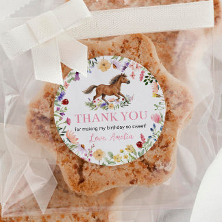 Wildflower Rustic Horse Girl Birthday Runder Aufkleber
