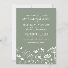 Wildflower Sage Green Wedding Einladung