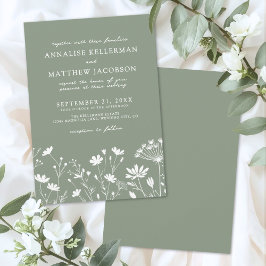 Wildflower Sage Green Wedding Einladung