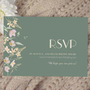 Wildflower-Salbei-Deco-Hochzeitswebsite-RSVP RSVP Karte