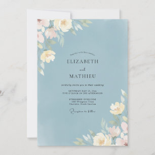 Wildflower-Schiefer-Gelb Gemalte Hochzeit Einladung