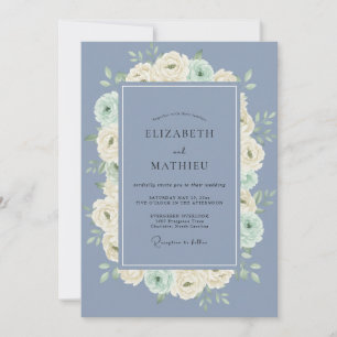 Wildflower-Schiefer-Mint-Pfingstrosen-Hochzeit Einladung