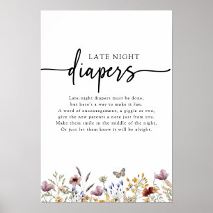 Wildflower-Schild für Windeln in der Nacht Poster