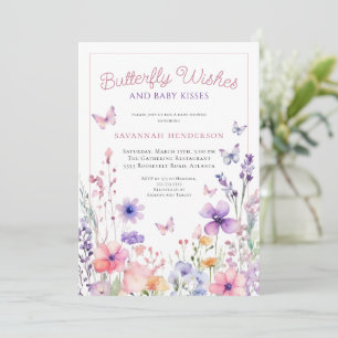 Wildflower-Schmetterlings-Wünsche Baby Shower Einladung