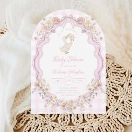 Wildflower Silly Goose Pink Bow Girl Baby Shower Einladung