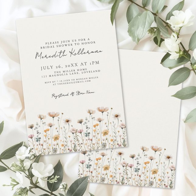 Wildflower Simple Floral Bridal Shower Einladung (Wildflower Simple Floral Bridal Shower Invitation)