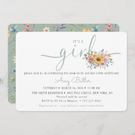 Wildflower Solid Green Shower Book Invitation Einladung