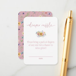 Wildflower Solid Pink Baby Shower Diaper Raffle  Begleitkarte