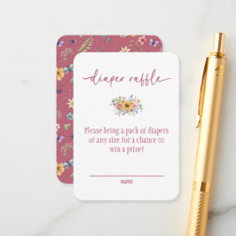 Wildflower Solid Rose Baby Shower Diaper Raffle  Begleitkarte