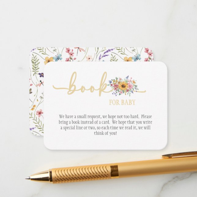 Wildflower Solid Yellow Baby Shower Book for Baby  Begleitkarte (Vorderseite/Rückseite Beispiel)