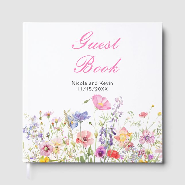 Wildflower Spring Floral Wedding Guest Book Gästebuch (Vorderseite)