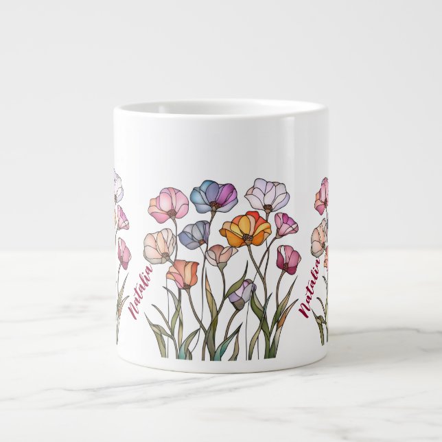 Wildflower Stained Glass Jumbo-Tasse (Vorderseite)