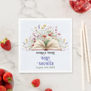 Wildflower Storybook Blaue Babyparty  Serviette