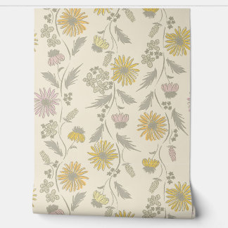 Wildflower Stripes - Blush And Gray Green Tapete