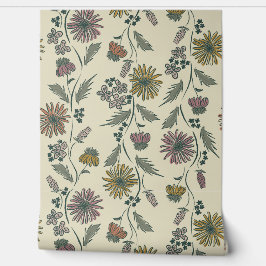 Wildflower Stripes - Muted Pink And Olive Green Tapete