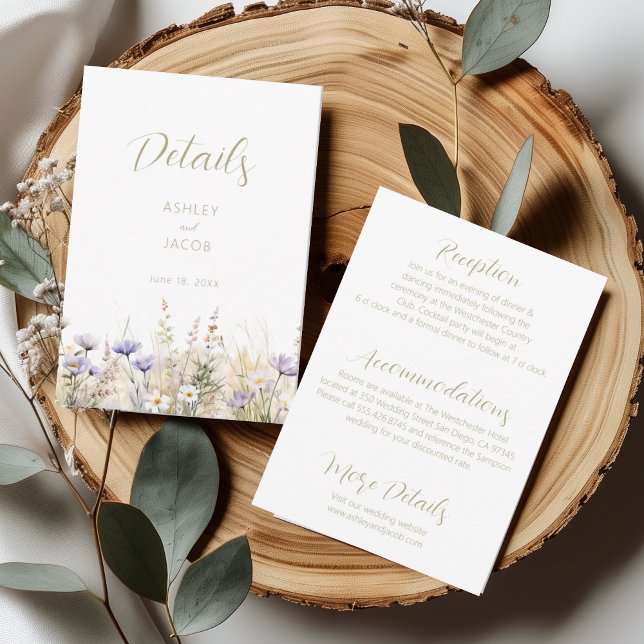 Wildflower Summer Meadow Wedding Details Card  Einladung (Von Creator hochgeladen)