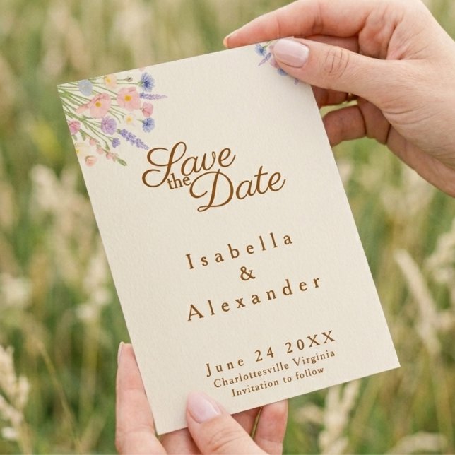 Wildflower top corner canopy Save the Date Card (Von Creator hochgeladen)