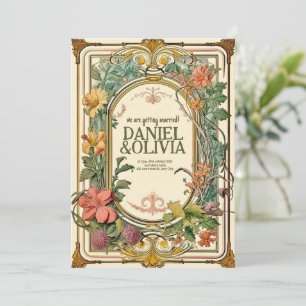 Wildflower viktorianische verzierte Rahmenhochzeit Einladung