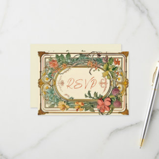 Wildflower viktorianische verzierte Rahmenhochzeit RSVP Karte