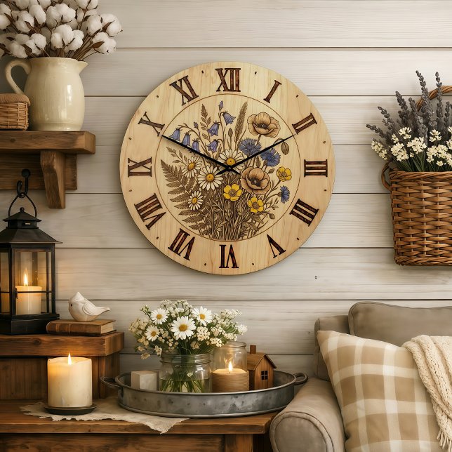 Wildflower Wall Clock Große Wanduhr (Von Creator hochgeladen)