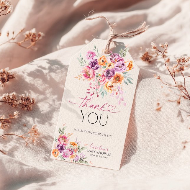 Wildflower Watercolor Baby In Bloom Thank You  Geschenkanhänger (Von Creator hochgeladen)