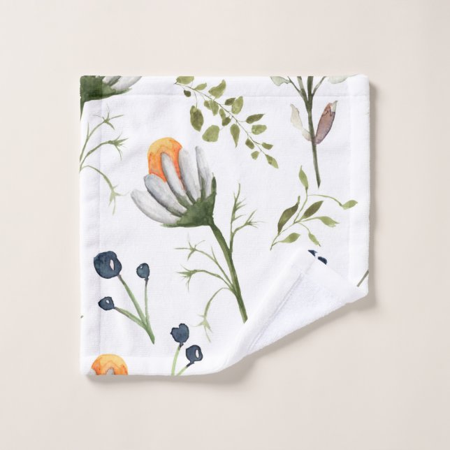 Wildflower Watercolor Bath Towel Set (Waschlappen)